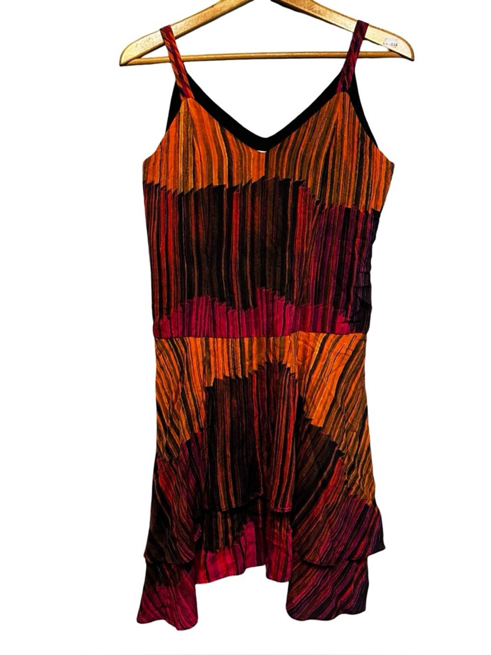 Hunter Bell Mini Dress Abstract Stripe Print Spaghetti Strap Fit & Flare Small